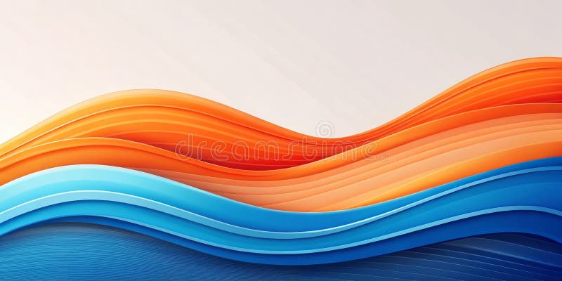 Abstract orange and blue wave pattern background design. Generative AI stock illustration