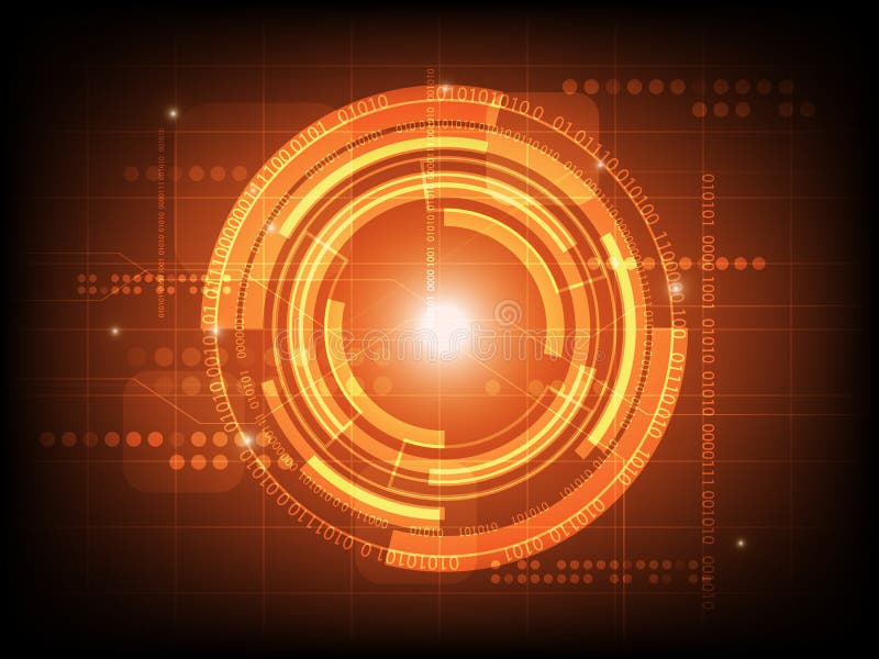 Abstract orange circle digital technology background, futuristic structure elements concept background stock illustration Abstract orange circle digital technology background, futuristic structure elements concept background stock illustration