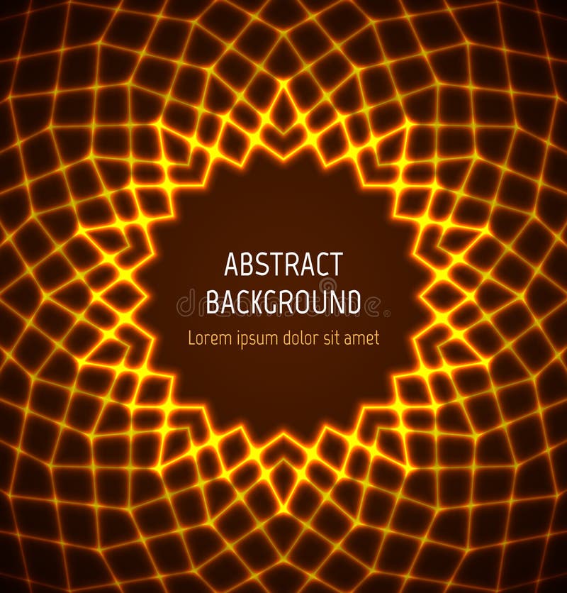 Abstract Orange Circle Polygonal Border Background with Light Effects