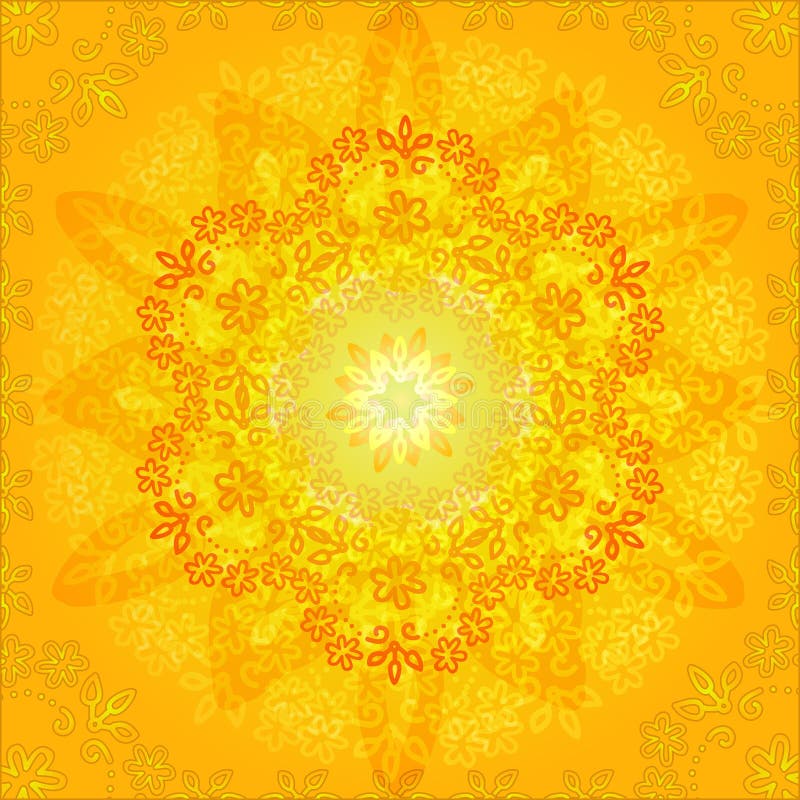 Abstract orange floral frame