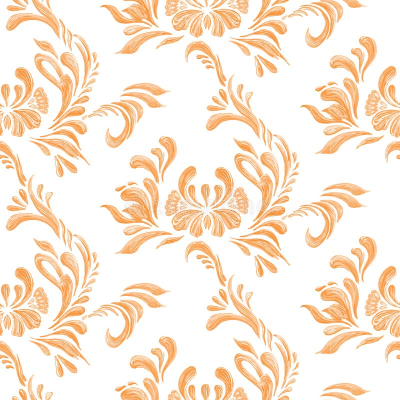Abstract Orange Floral Seamless Pattern Stock Vector Illustration of