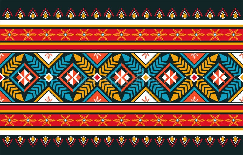 Abstract Orange and Red Geometric Native Pattern Seamless Vector ...