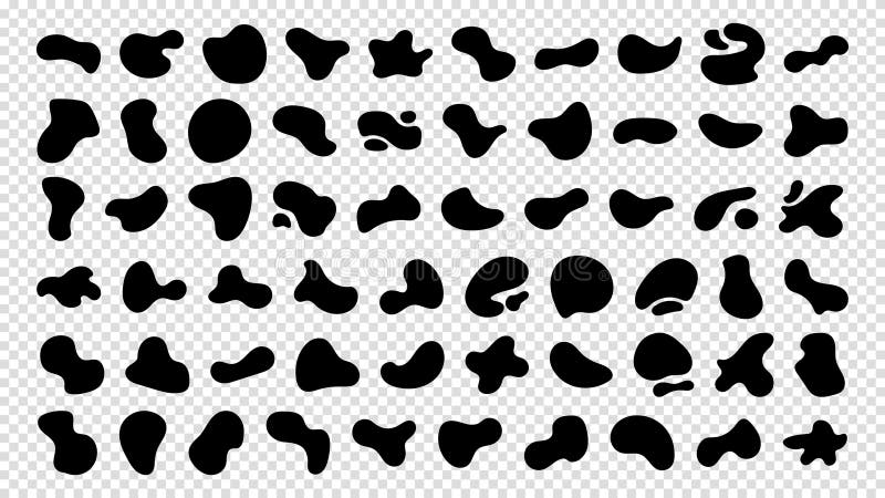 Abstract organic black fluid blobs irregular shapes big set of collection for speech bubbles. Liquid shapes, round abstract royalty free illustration