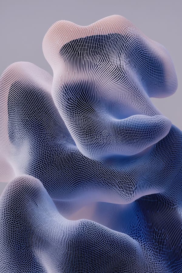 Abstract Organic Mesh Form in Blue and Pink Gradient Shades stock illustration