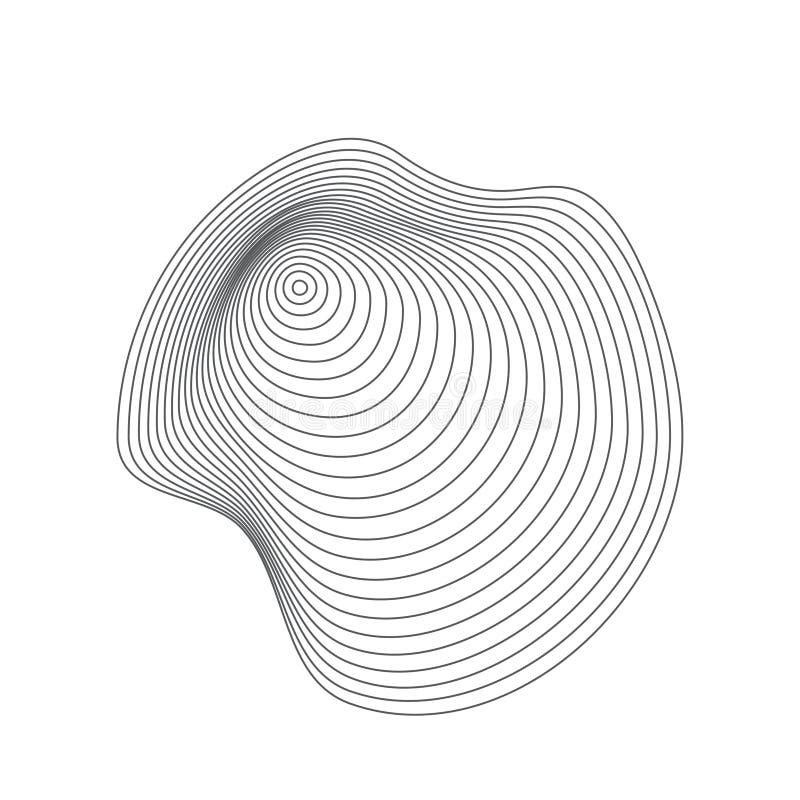 Abstract organic ripple line shape pattern vector. Topography circle. Liquid irregular ring. Fluid geometric shape royalty free illustration