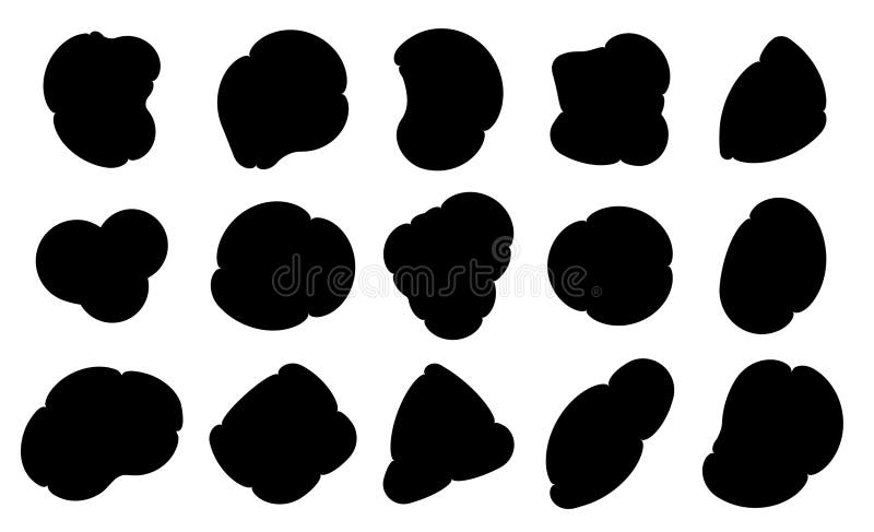 Abstract organic shapes vector illustration image featuring a collection of in black silhouette arranged grid ideal for creative ilustração do vetor