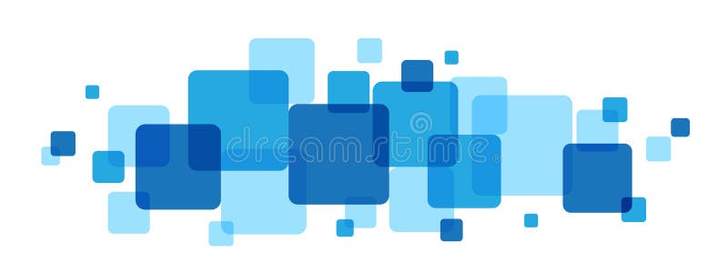 Abstract overlapping blue squares background stock illustration