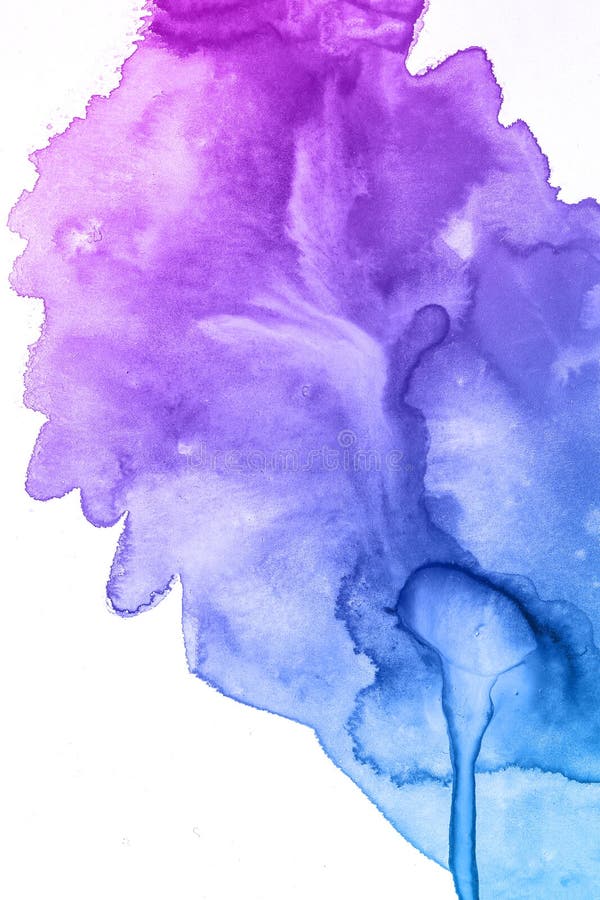 Abstract paint hand drawn blue and purple watercolor background, raster illust