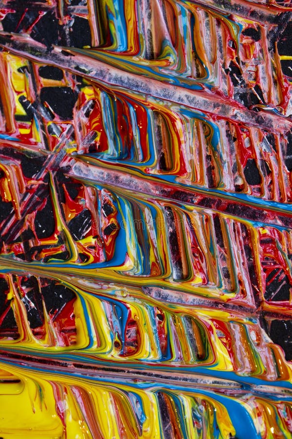 Abstract Paint Streaks and Marks on Black Background Stock Image