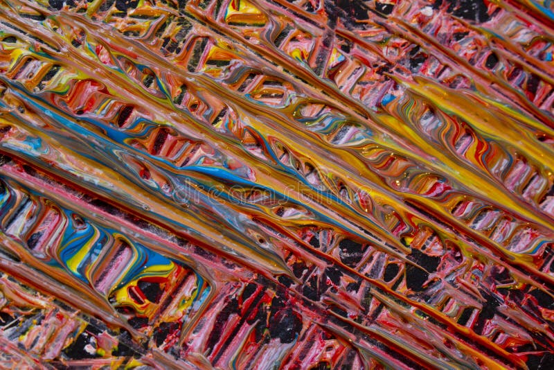 Abstract Paint Streaks and Marks on Black Background Stock Image