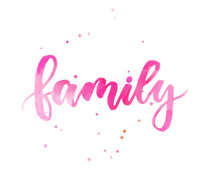 Family Lettering on Watercolor Splash Stock Vector - Illustration of ...