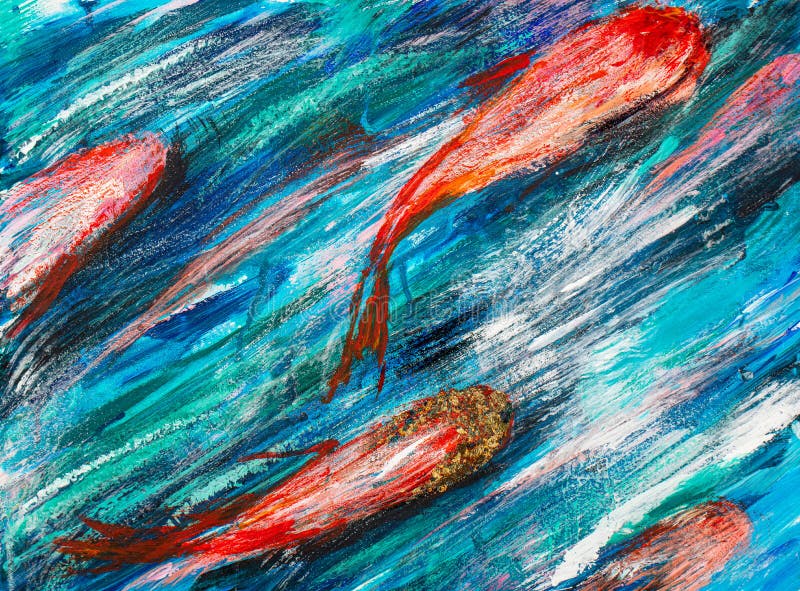 Abstract Painting Background in Blue Tone, Creative Artwork. Stock