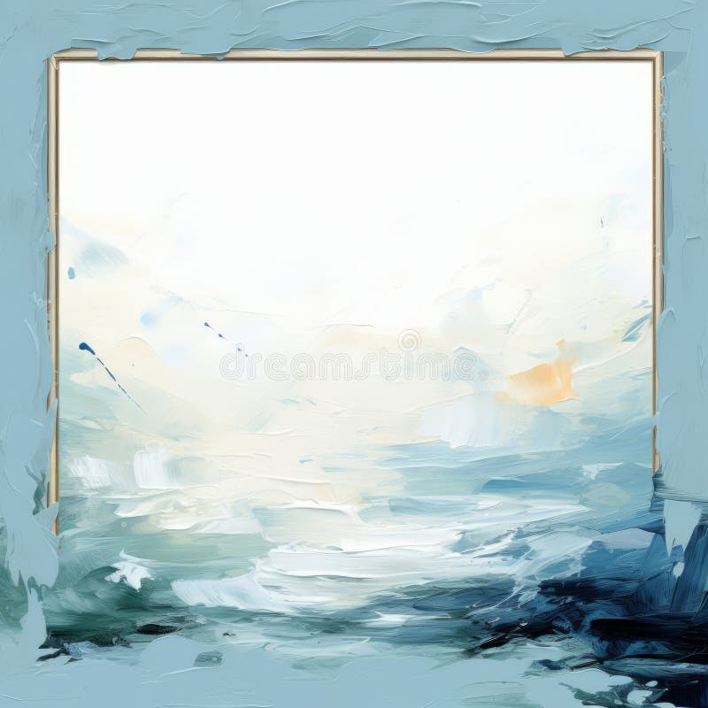 O pictură abstractă a unui ocean albastru cu cadru alb vector illustration