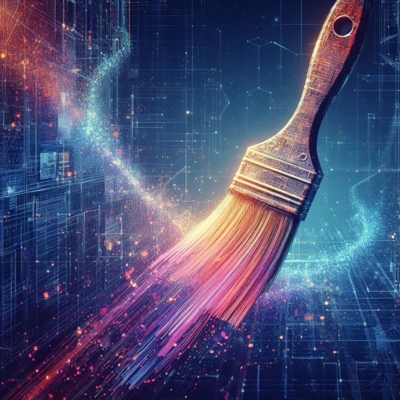 Abstract Painting Brush and Digital Wallpaper Stock Photo Image of