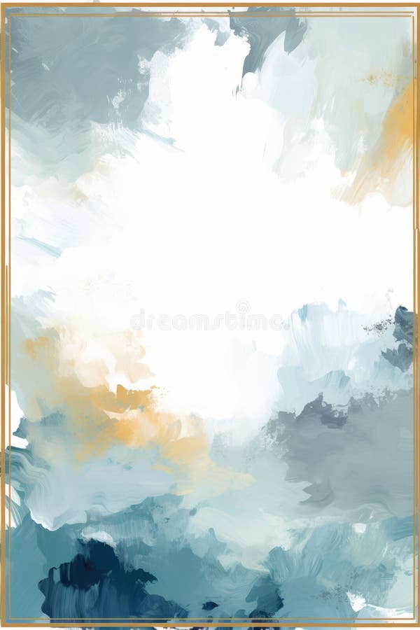 An abstract painting of clouds with a gold frame royalty free illustration