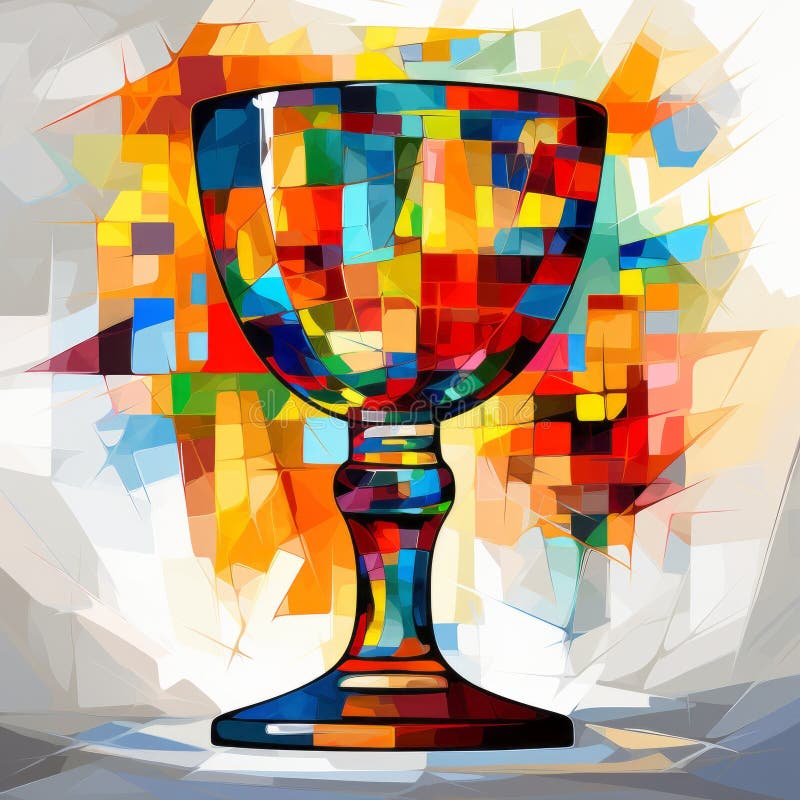 An abstract painting of a colorful goblet royalty free illustration