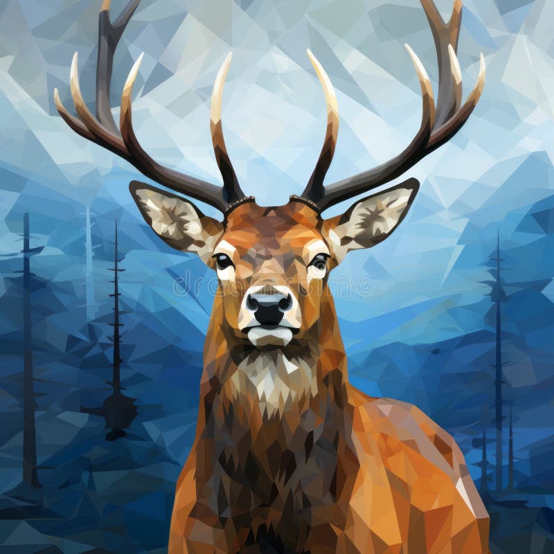 An Abstract Painting of a Deer with Large Antlers Stock Illustration ...