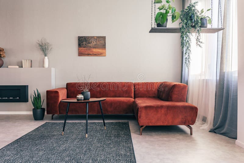 Abstract Painting On Wall Of Classy Living Room Interior Stock Image