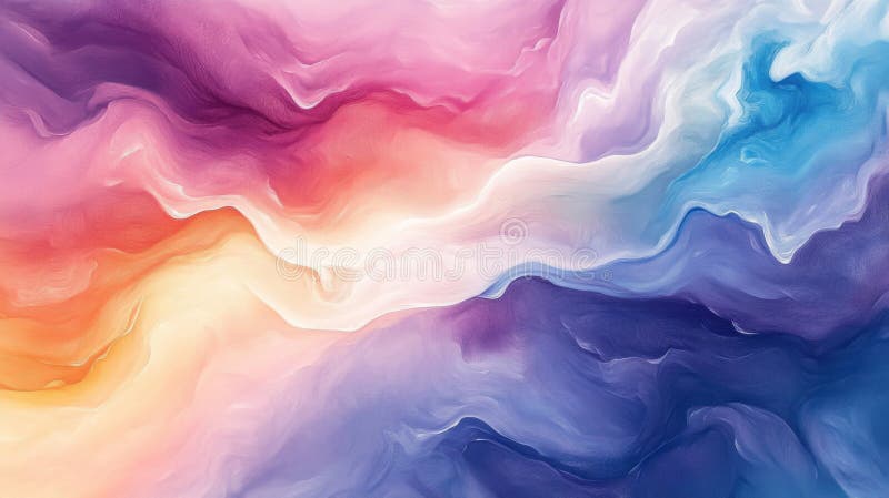 Abstract painting with flowing, multi-colored waves royalty free illustration