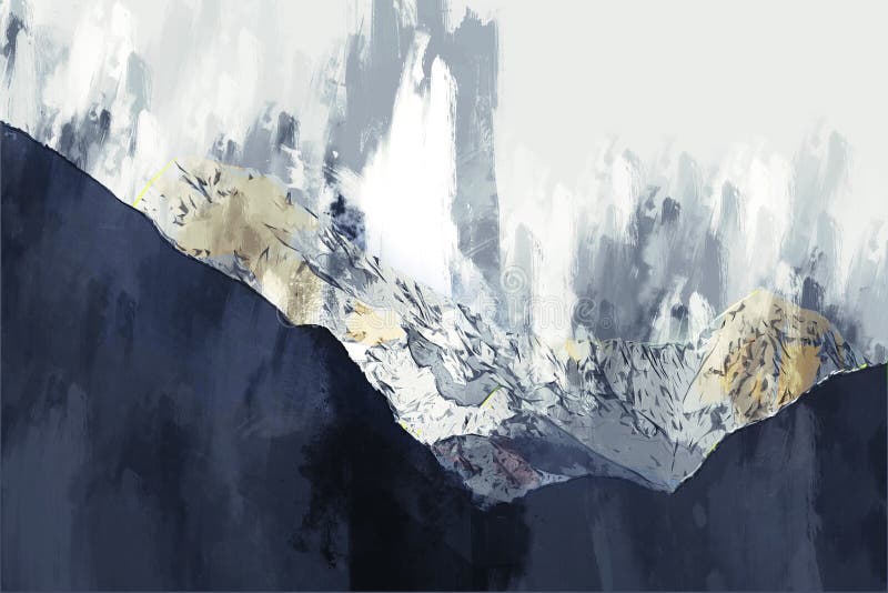 Abstract Painting of Mountains in Dark Tone , Digital Painting Stock Image Image of paint