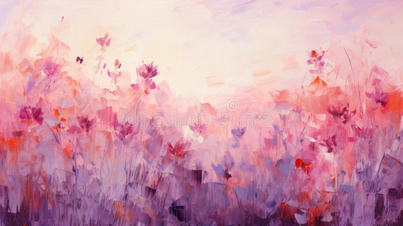 An abstract painting of purple flowers royalty free illustration