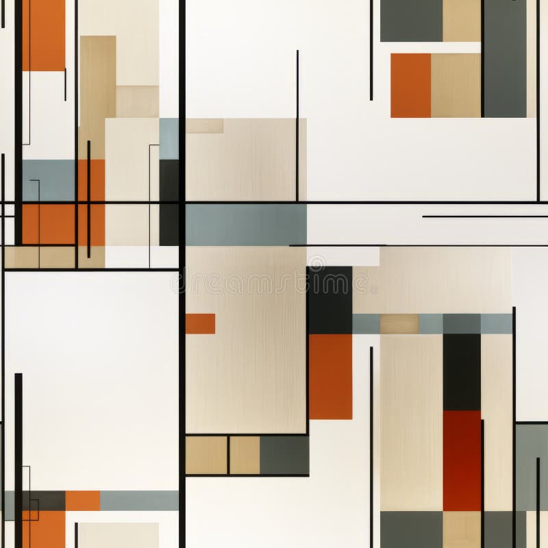 An abstract painting of squares and rectangles in orange black and white royalty free illustration