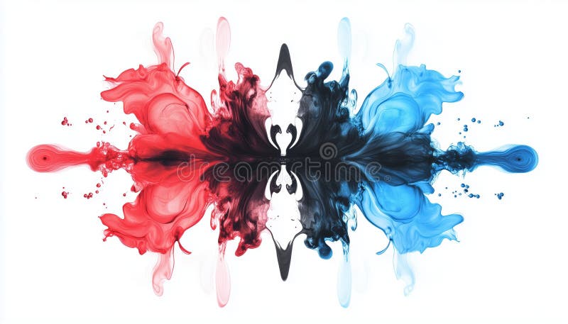 Abstract Painting Using Water And Ink Creating A Rorschach Test On A White Background stock illustration