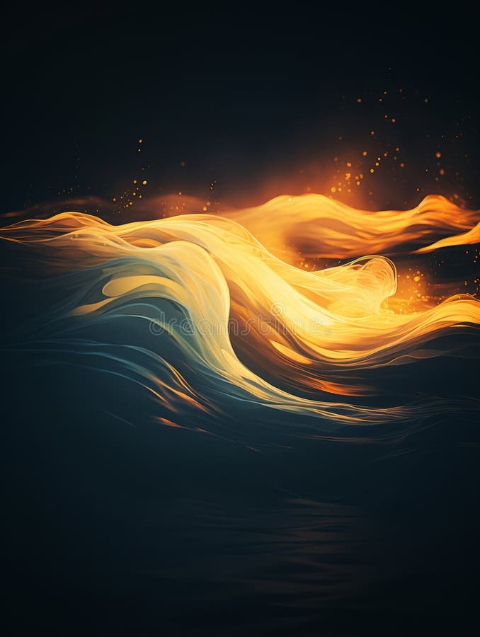 An abstract painting of a wave in the dark stock illustration