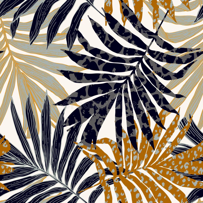 Abstract Palm Leaves Filled with Animal Print. Modern Trendy Tropical  Seamless Pattern Stock Vector - Illustration of pattern, paint: 214191266