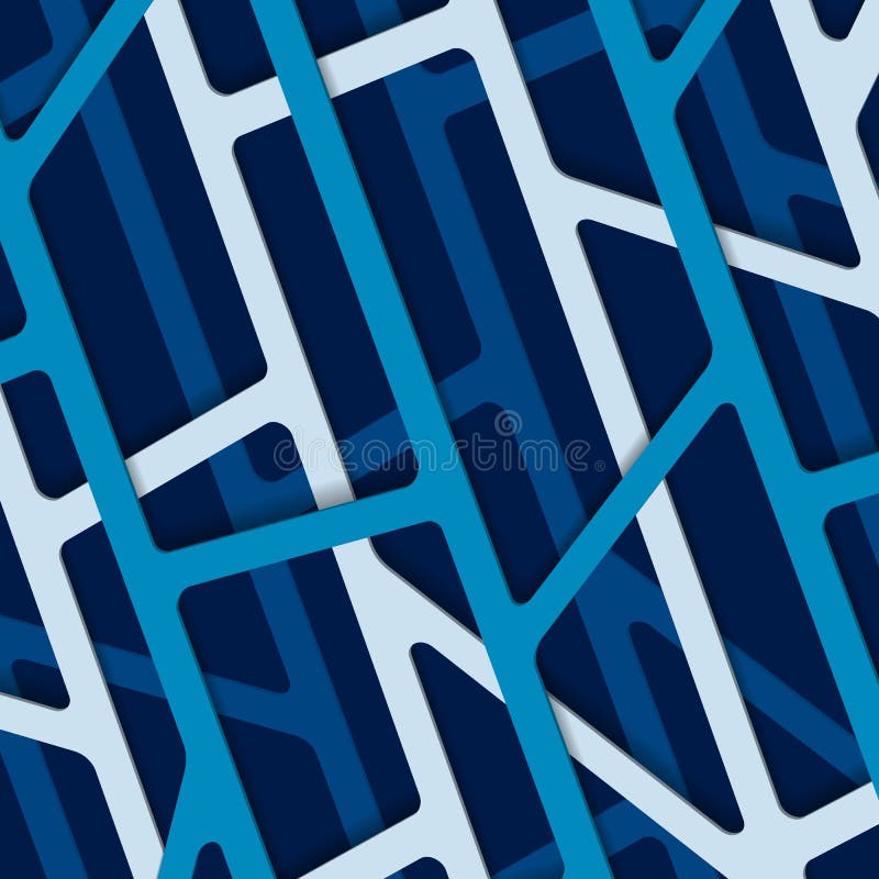 Abstract paper cut background. 3d background with blue and white paper cut lines. Abstract realistic papercut decoration textured.