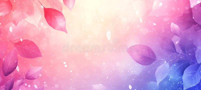 Abstract Pastel Background With Bokeh And Vivid Colorful Leaves, Spring Or Summer Design. royalty free illustration