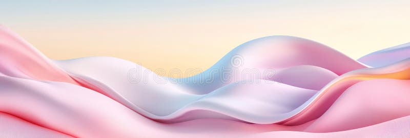 Abstract Pastel Colored Soft Fluid Shapes, 3D Wavy Background, Minimalistic Flowing Form. stock illustration
