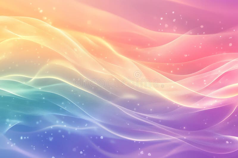 Abstract pastel colored transparent waves flowing on gradient background creating a dreamy and ethereal atmosphere vector illustration