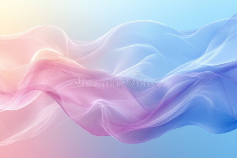 Abstract pastel colored transparent waves flowing on gradient background creating a dreamy and ethereal atmosphere stock illustration