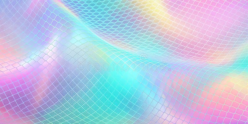 Abstract pastel gridded surface with flowing wave pattern. Generative AI stock illustration