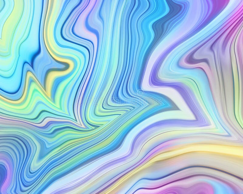 Abstract pastel holographic background, fluid paint art, iridescent multicolor wallpaper, marbling texture, neon wavy lines