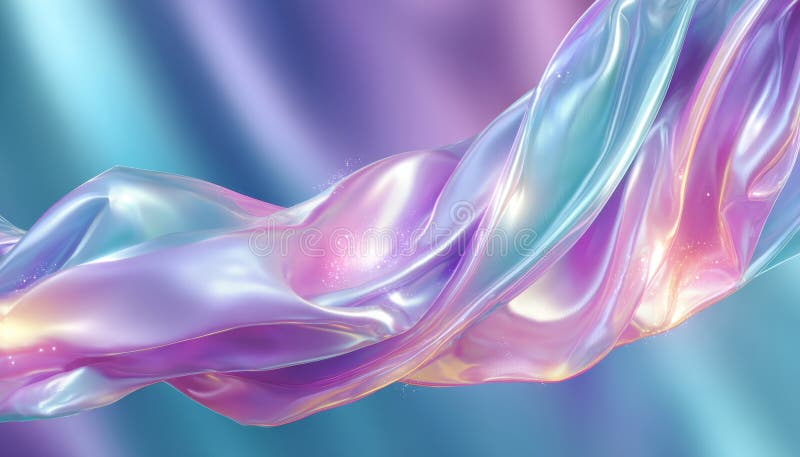 Abstract Pastel Iridescent Fluid Wave, Soft Gentle Gradient Silver Tones Dynamic flow, Abstract royalty free illustration