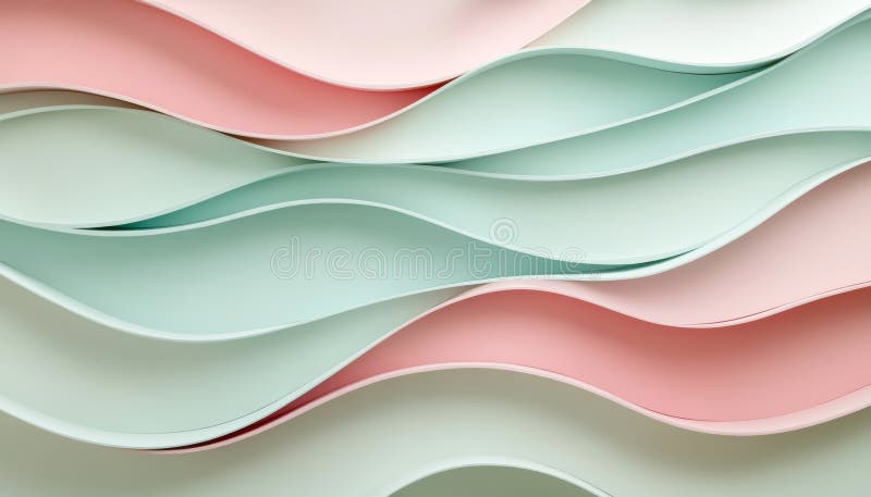 Abstract Pastel Mentă și zmeură hârtie ondulează fundal minimalist cu model geometric stratificat vector illustration