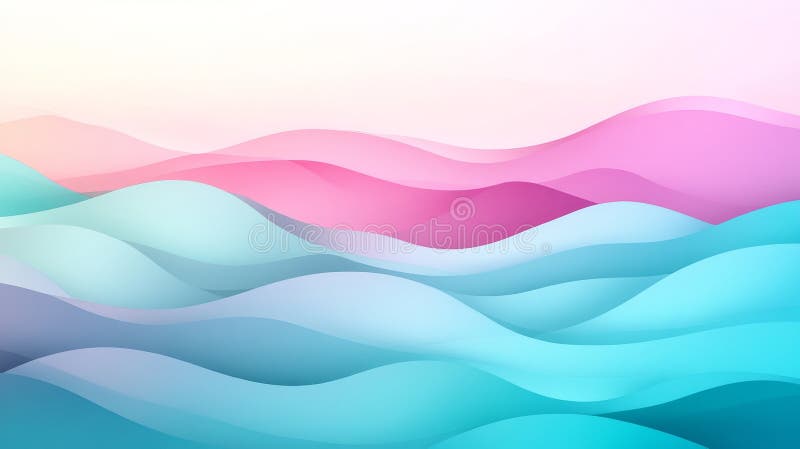 Abstract Pastel Mint and Raspberry Wave Patterns, Layered Paper Carved Design Background. vector illustration