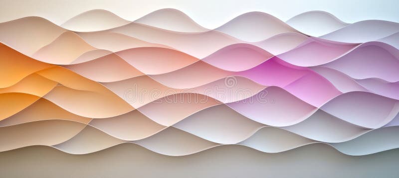 Abstract Pastel Paper Wave Pattern, Minimalist Monochromatic Background with 3D Effect royalty free illustration