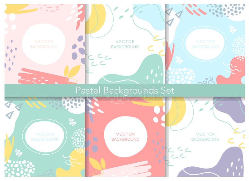 Abstract pastel patterns, cute lines circle blob geometric shapes set, creative collage royalty free illustration
