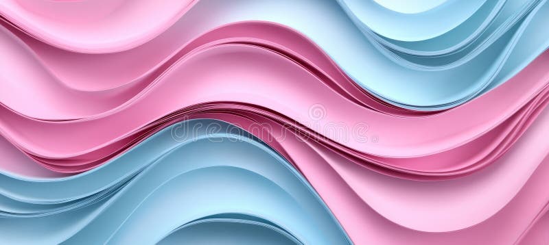 Abstract Pastel Pink and Blue Wave Pattern, Abstract Paper Art Background, Elegant Flowing Design royalty free illustration