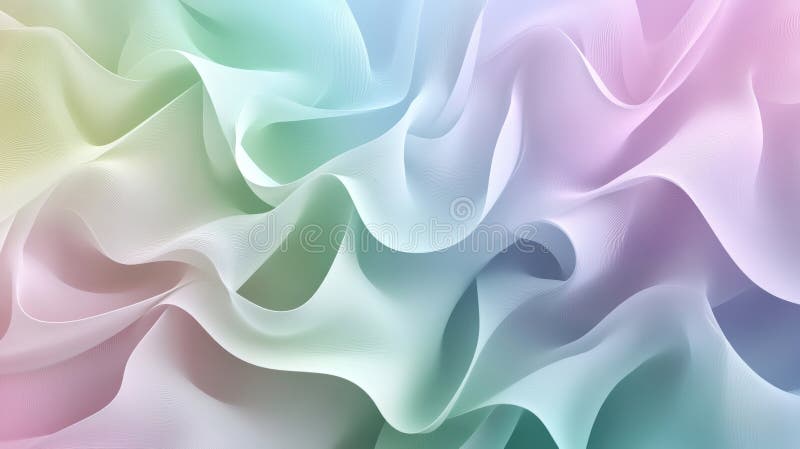 Abstract Pastel Rainbow Background, Soft Colorful Wavy Texture, Elegant Flowing Fabric vector illustration