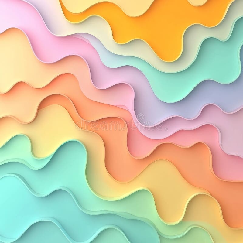Abstract Pastel Rainbow 3D Organic Shapes in a Soft, Flowing Design, Background Texture vector illustration