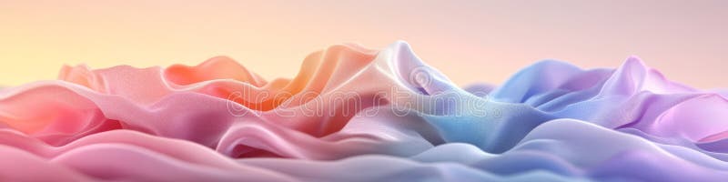 Abstract Pastel Silk Fabric Background, Flowing Satin Wavy Drapery With Ripple Texture vector illustration