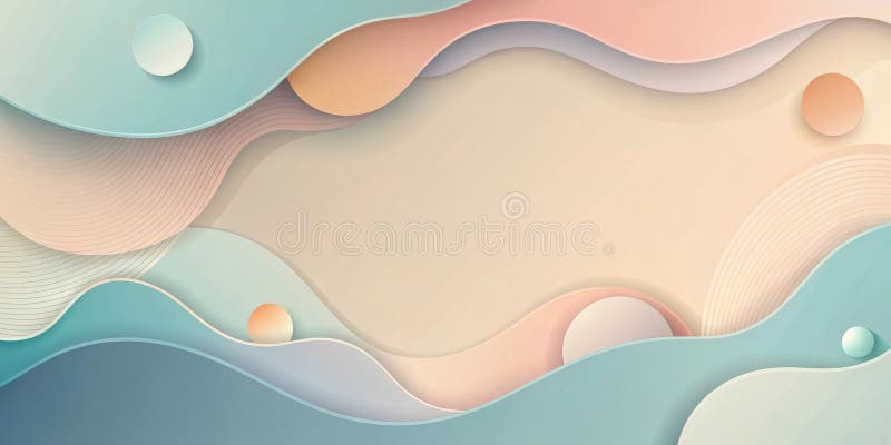 Abstract pastel wave background design with circular elements. Generative AI stock illustration