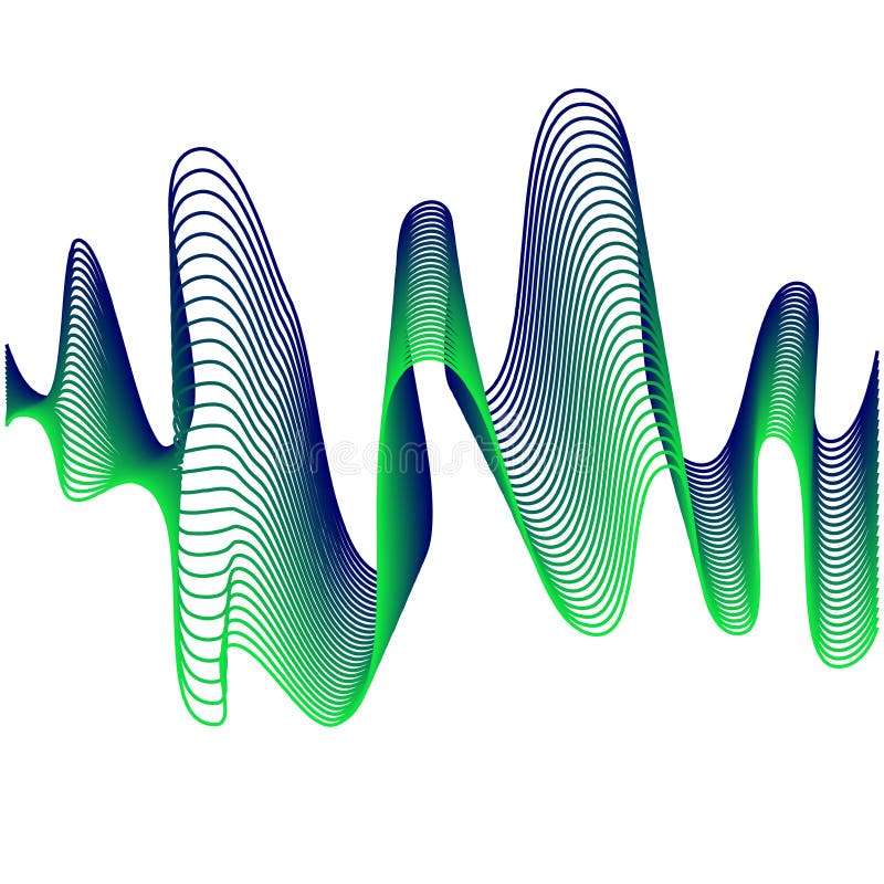 Abstract pattern colored waves spectrum deep blue green gradient transition transparent vibration background vector illustration