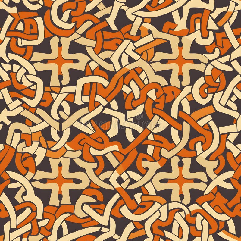 Abstract pattern featuring intertwined shapes in warm colors ilustração do vetor