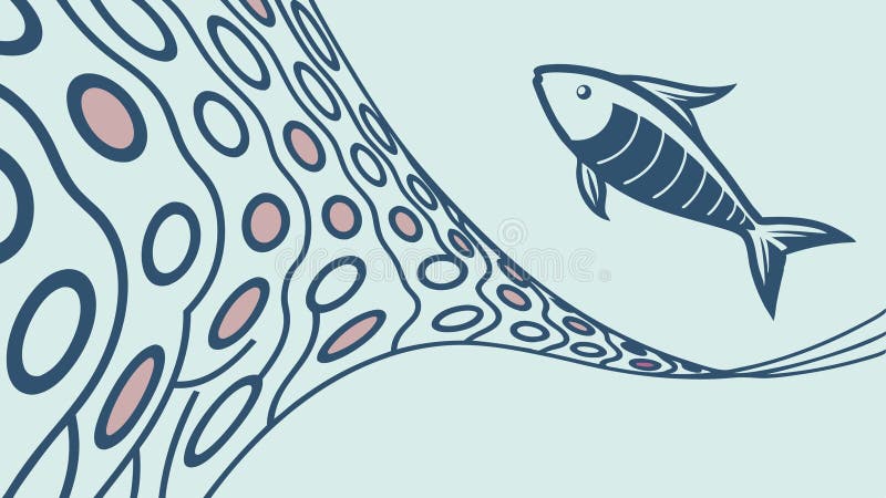 Abstract Pattern with a Fish Swimming, Flow and Nature, vector design Generative AI vector illustration