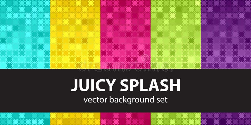 Abstract pattern set Juicy Splash. Vector seamless backgrounds royalty free illustration
